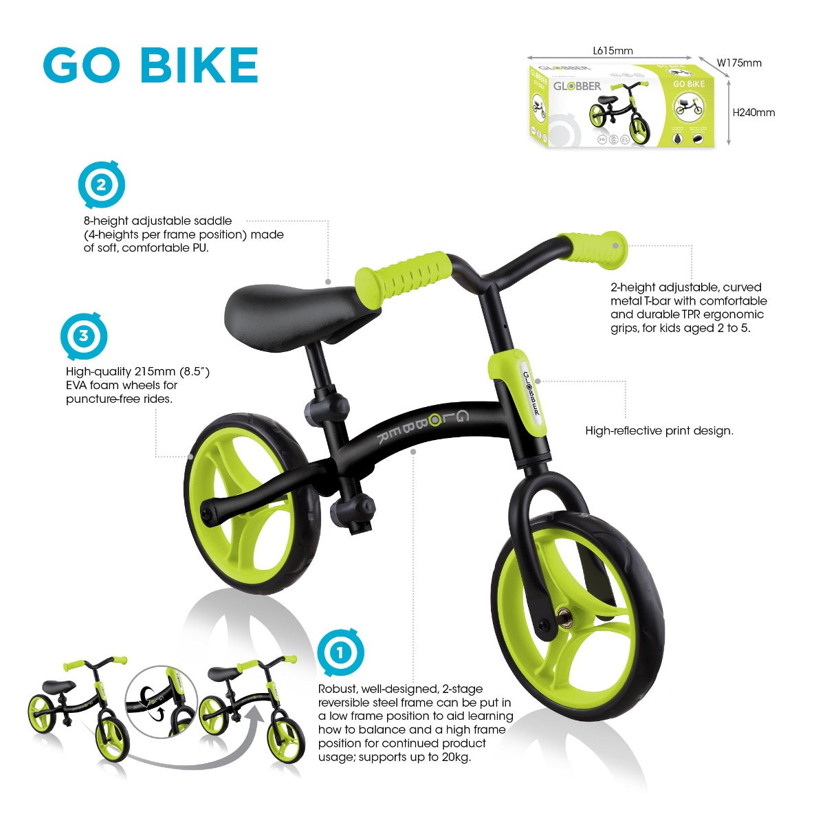 Globber Go Bike Balance Bike v2 (6 Types)