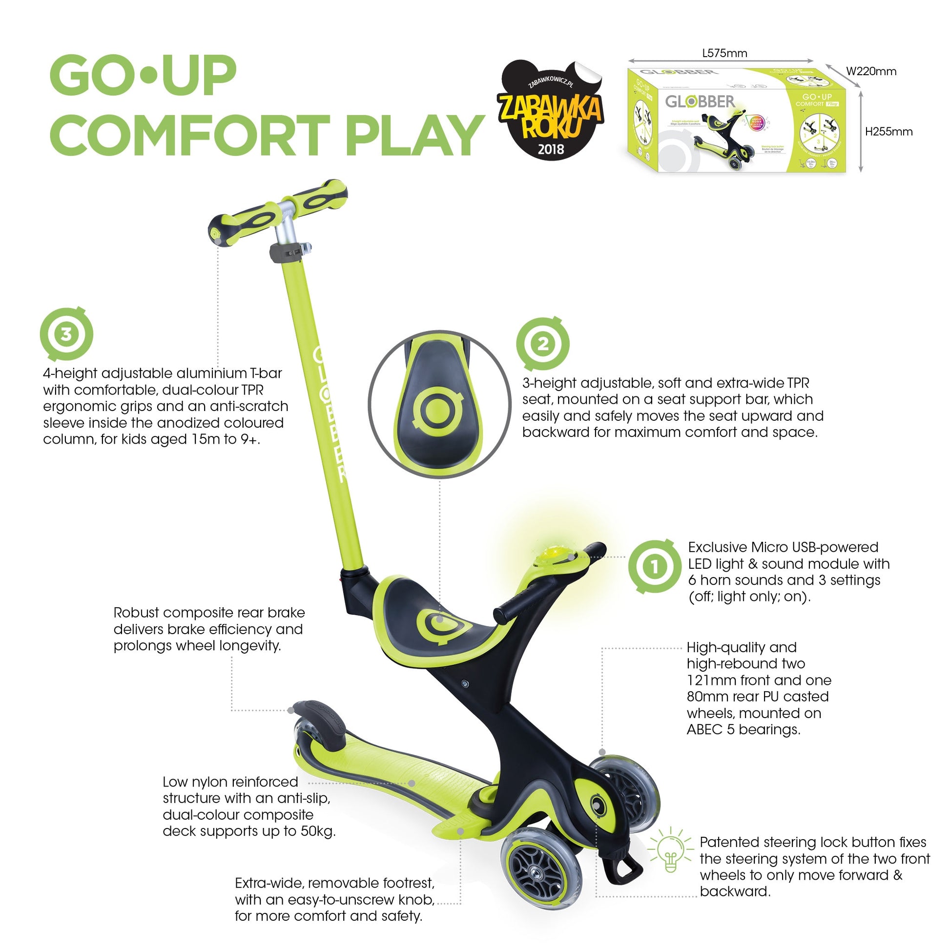 Globber GO•UP (Evo) Comfort Play Convertible Scooter  (5 Colours) - Pupsik Singapore