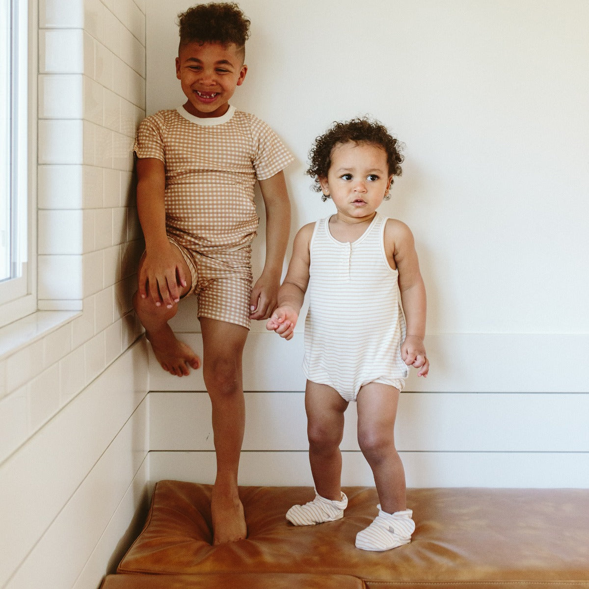 Goumi x Pupsik Bamboo Stay On Booties – Dune Stripes (2 sizes) - Pupsik Singapore