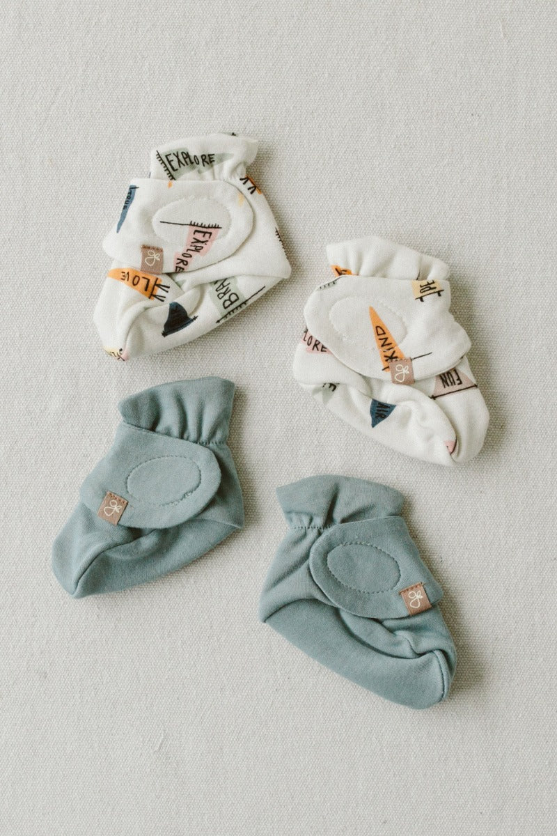 [Gift Box] Goumiboots Bamboo & Organic Cotton Booties - Affirmations & Poolside (2pk) (2 Sizes)