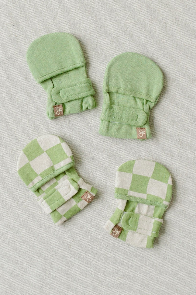 [Gift Box] Goumi Bamboo & Organic Cotton Baby Mittens (2pk) - Matcha & Cabana Green (2 Sizes)