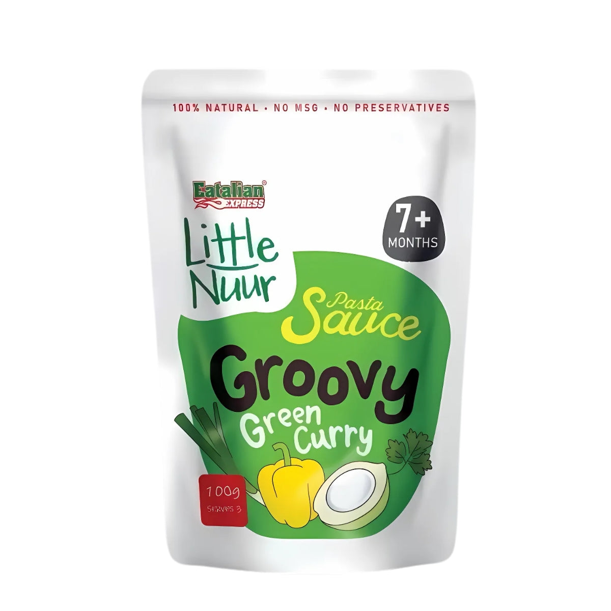 Eatalian Express Little Nuur Baby Pasta Sauce, 100g - Groovy Green Curry (Exp 11/26)