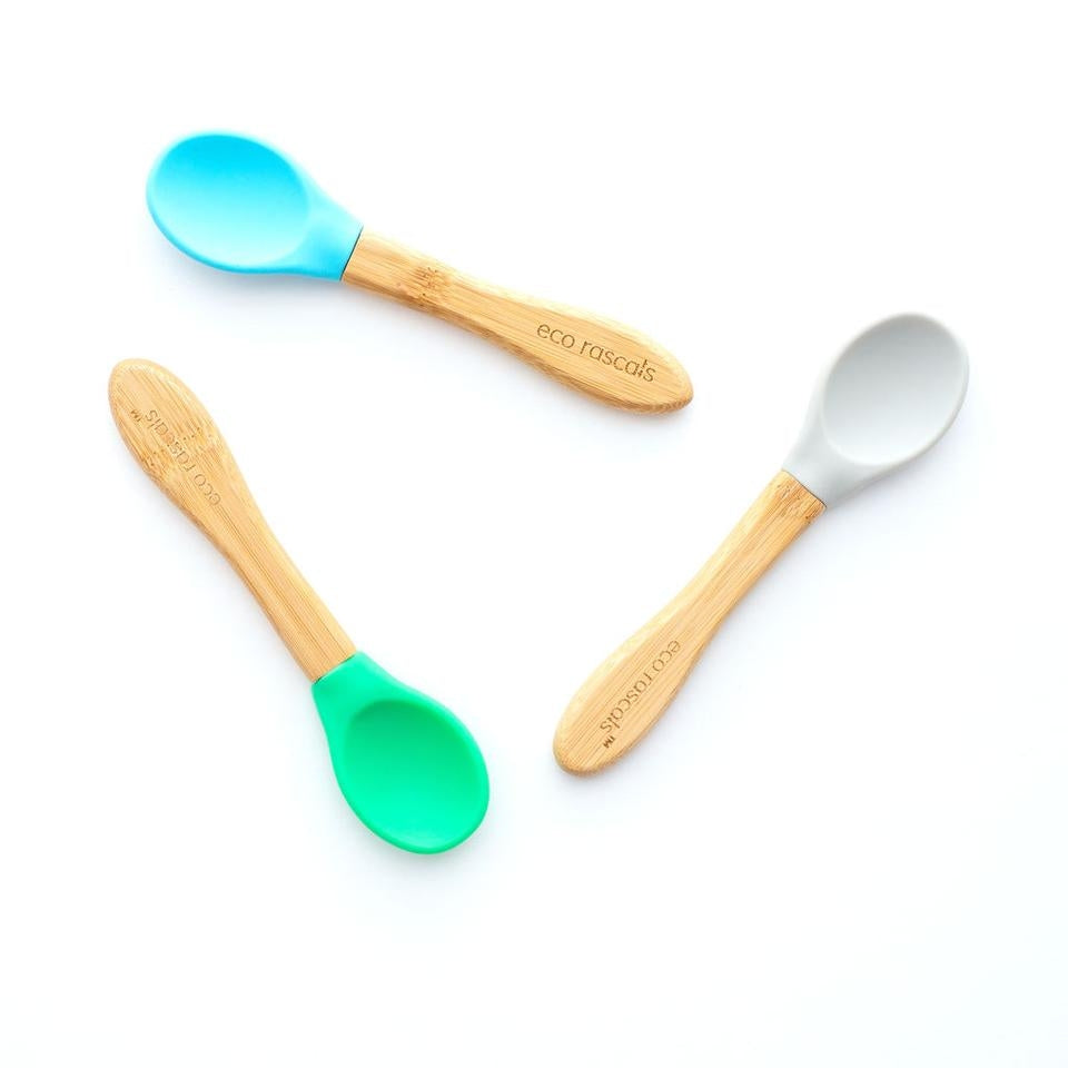 Eco Rascals Bamboo Silicone Spoons, 3pk (3 Colours)