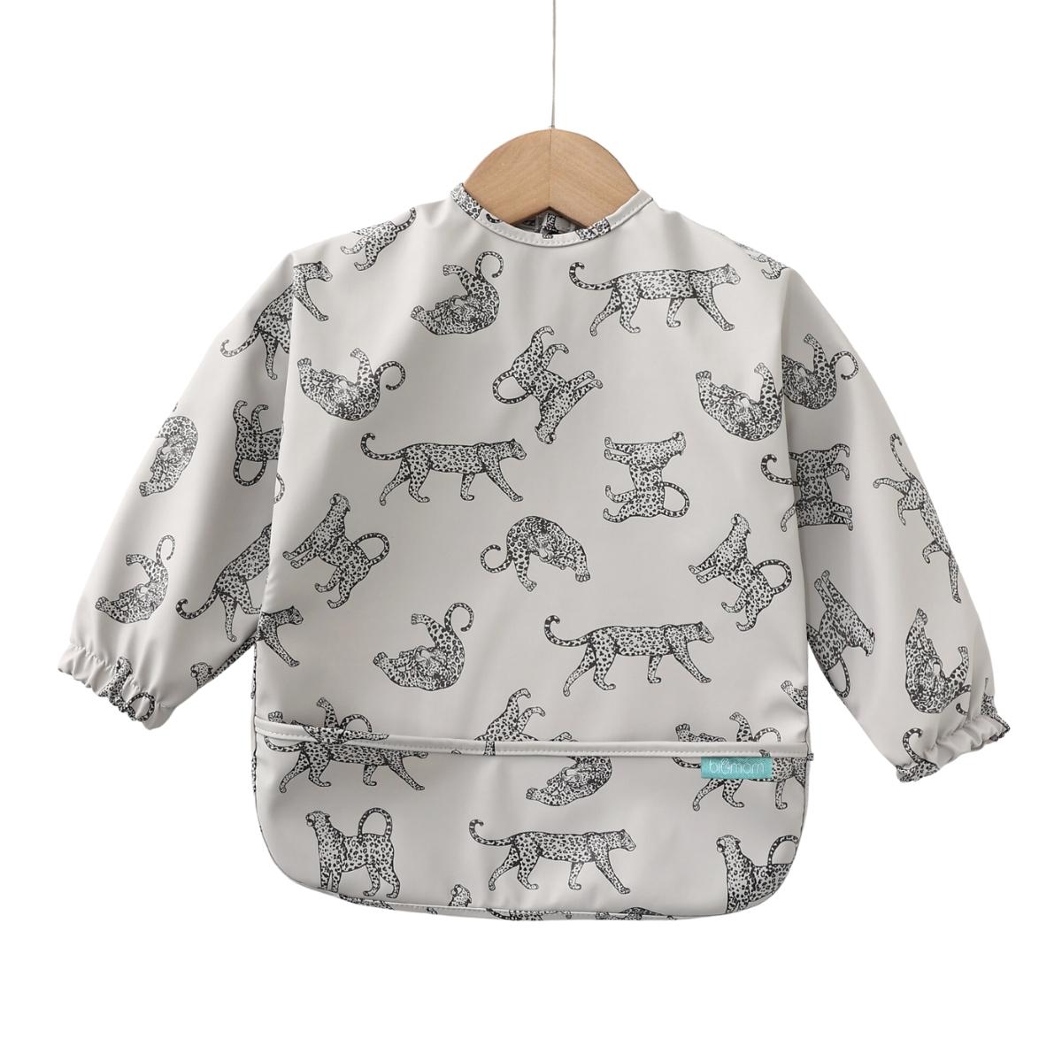 Biomom Baby Smock Bib - Grey Leopard