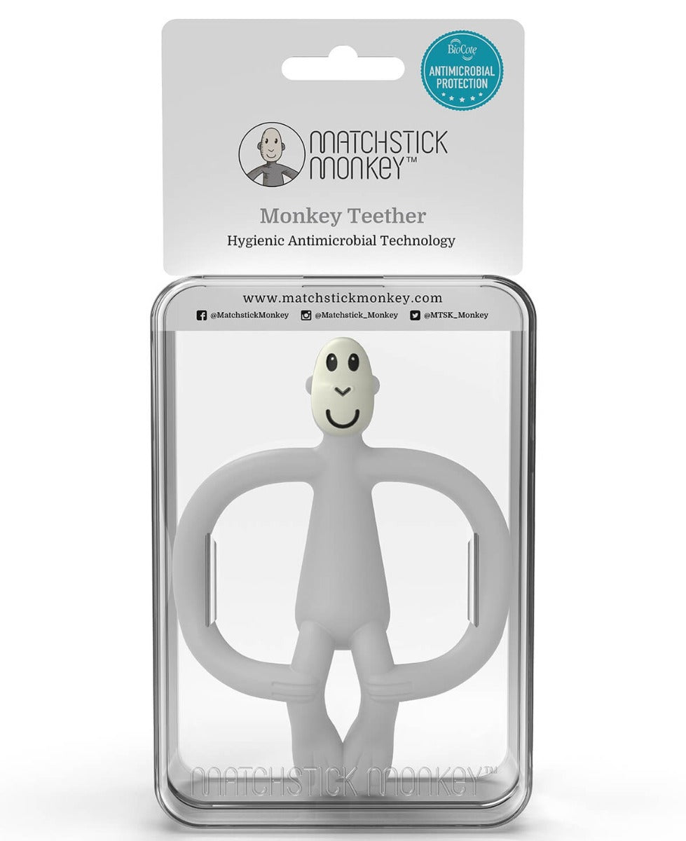Matchstick Monkey Original Teething Toy & Gel Applicator - Grey - Pupsik Singapore