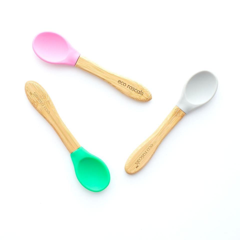Eco Rascals Bamboo Silicone Spoons, 3pk (3 Colours)