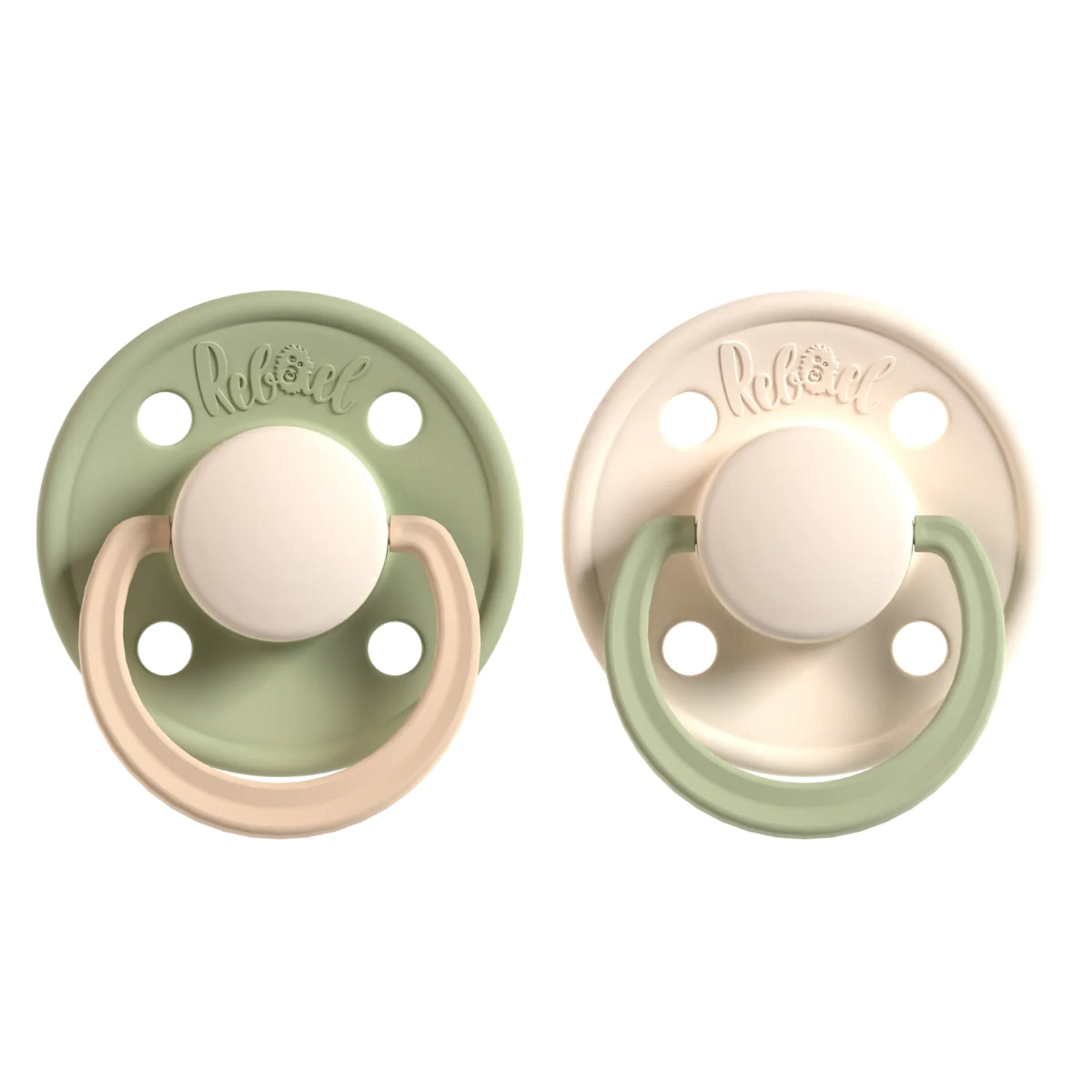 Rabael Duo Natural Rubber Round Pacifiers, 2pk - Cloudy Pearly Lion / Frosty Pearly Dolphin (1 Size)