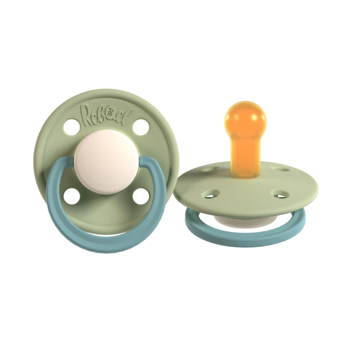 Rabael Duo Natural Rubber Round Pacifiers, 2pk - Cloudy Pearly Snake / Rainy Pearly Dolphin (2 Sizes)