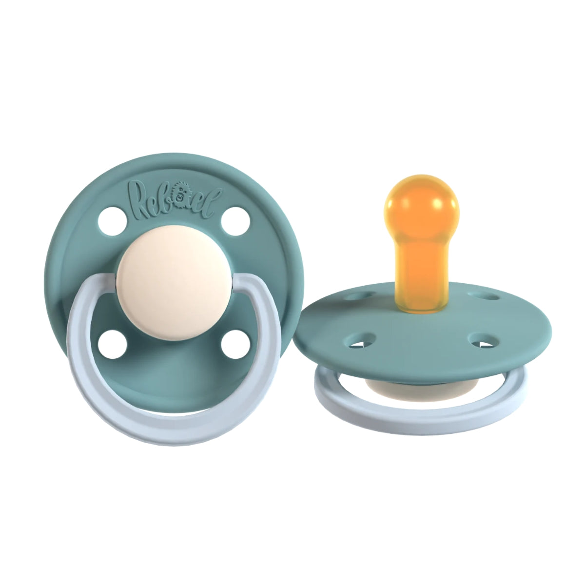 Rabael Duo Natural Rubber Round Pacifiers, 2pk -  Cold Pearly Snake / Rainy Pearly Elephant (2 Sizes)