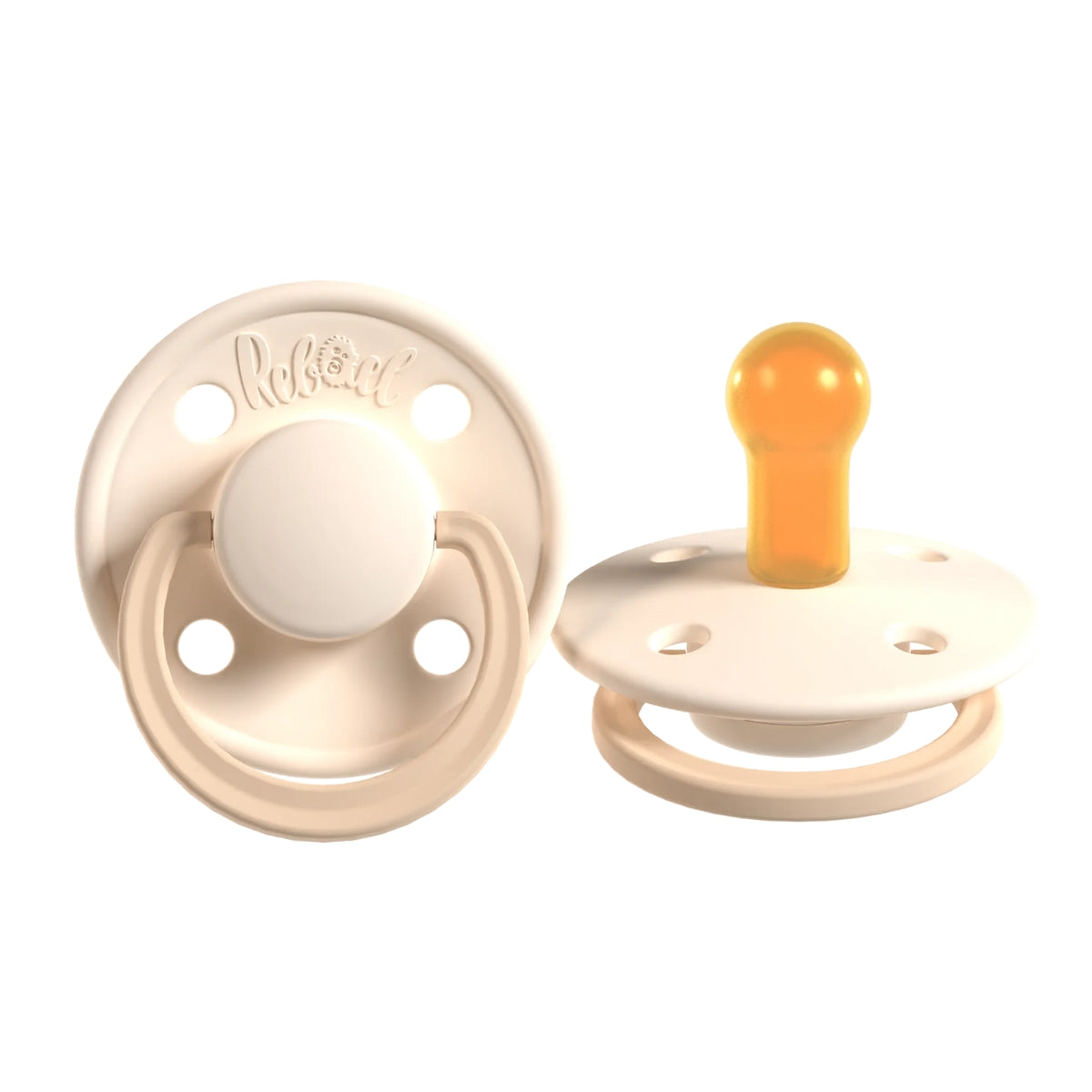 Rabael Duo Natural Rubber Round Pacifiers, 2pk - Dusty Pearly Mouse / Frosty Pearly Lion (2 Sizes)