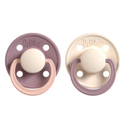 Rabael Duo Natural Rubber Round Pacifiers, 2pk -  Misty Pearly Poodle / Frosty Pearly Rhino (2 Sizes)