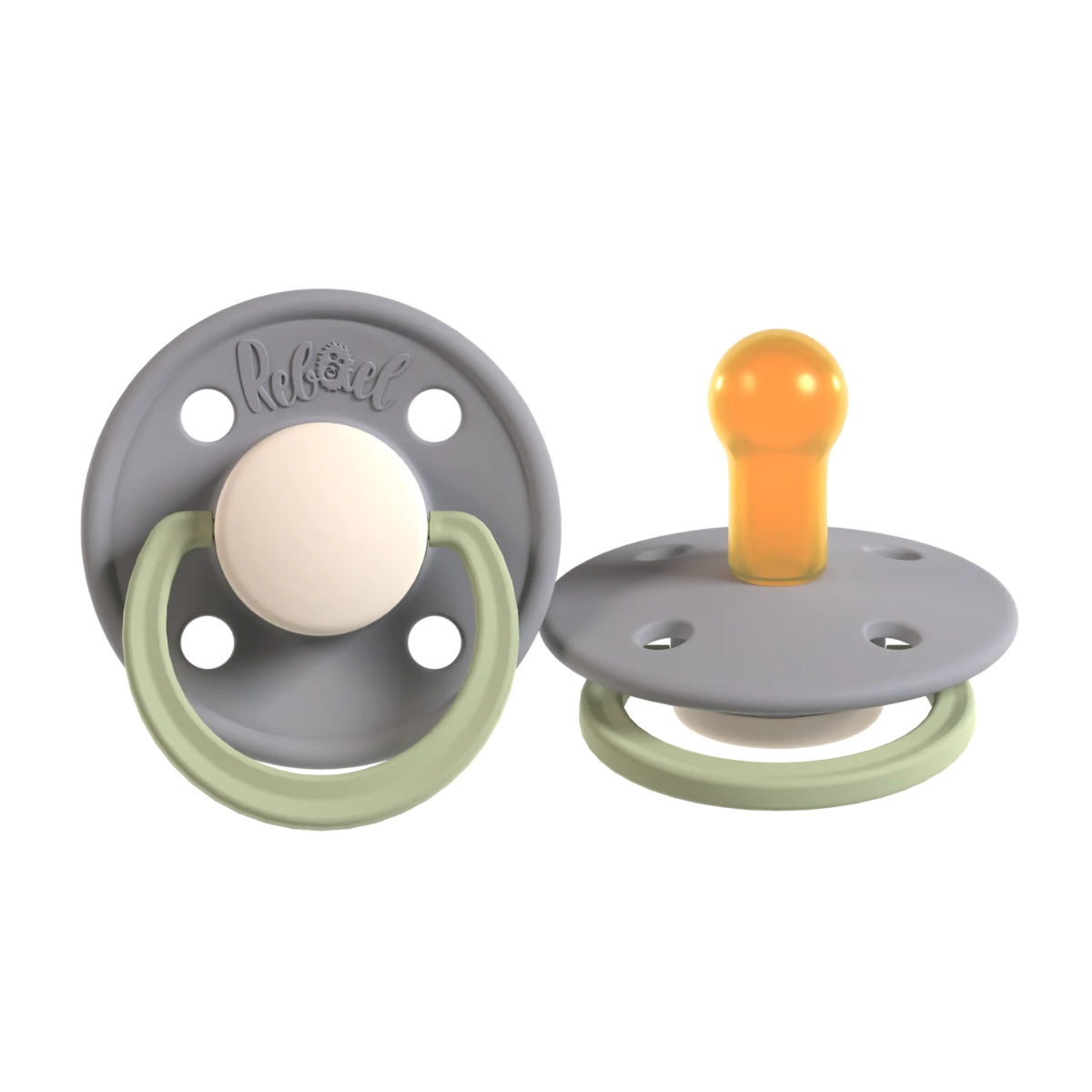 Rabael Duo Natural Rubber Round Pacifiers, 2pk -  Stormy Pearly Dolphin / Cloudy Pearly Pony (2 Colors)