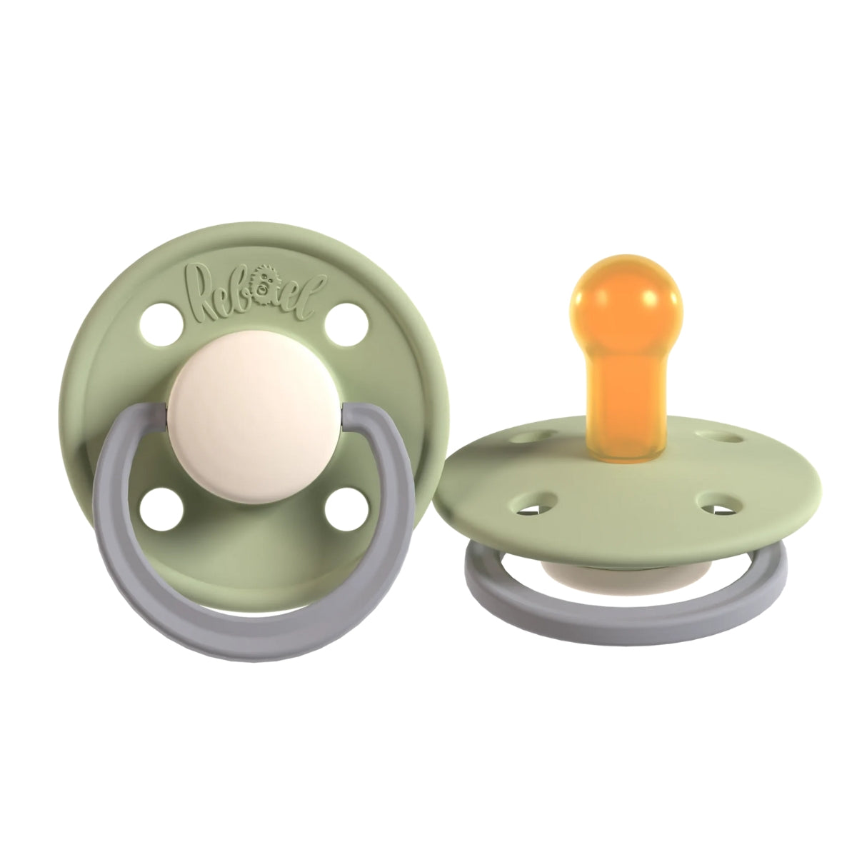 Rabael Duo Natural Rubber Round Pacifiers, 2pk -  Stormy Pearly Dolphin / Cloudy Pearly Pony (2 Colors)
