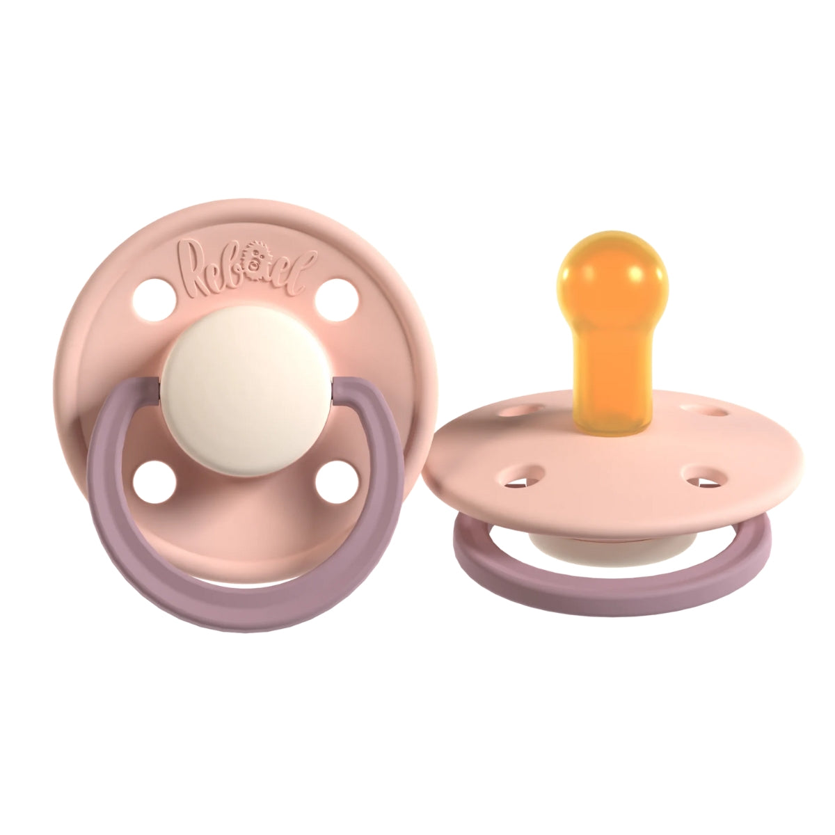 Rabael Duo Natural Rubber Round Pacifiers, 2pk -  Tornado Pearly Rhino / Frosty Pearly Rhino (2 Sizes)
