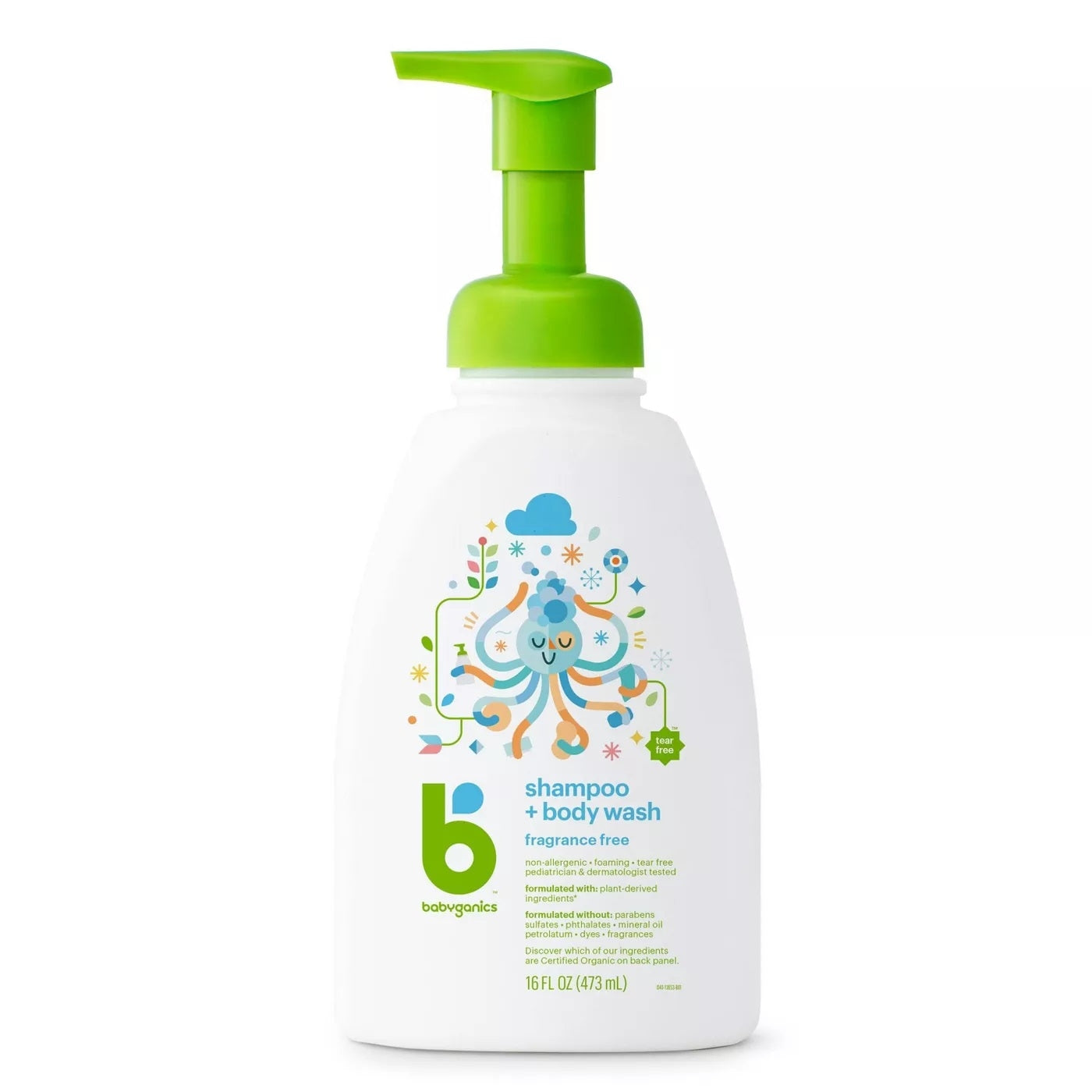 Babyganics Shampoo & Body Wash - Fragrance Free (473ml) - Exp 11/26