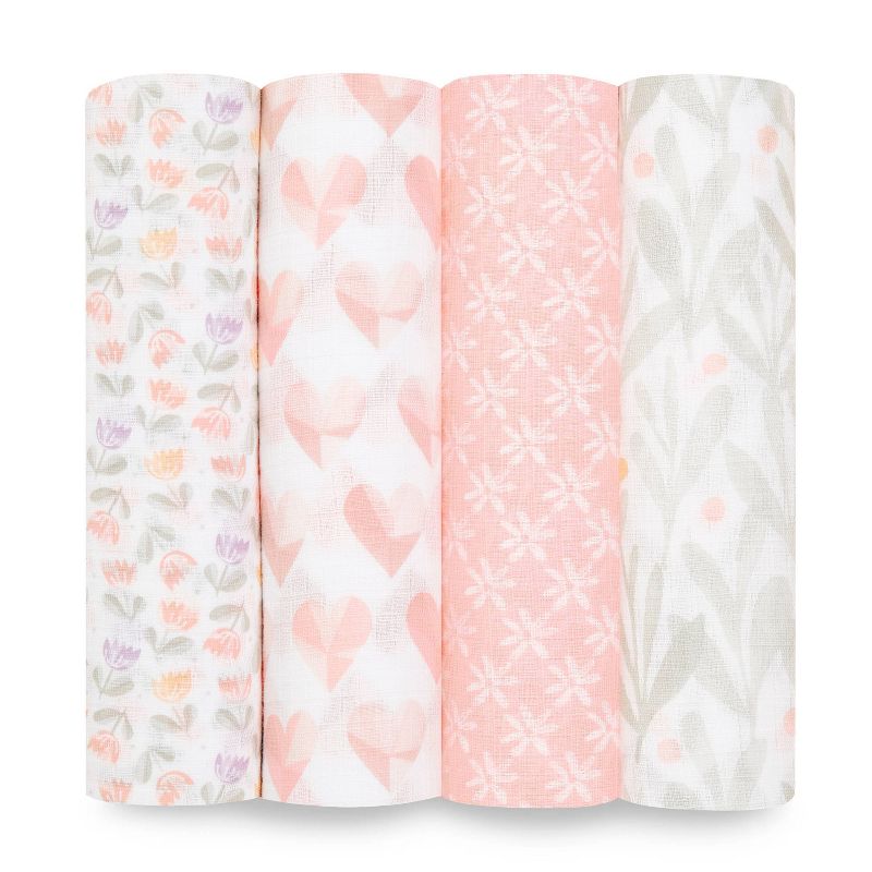 Aden Anais Essentials Muslin Cotton Swaddle (44 x 44 in), 4pk (31 Designs) - Pupsik Singapore