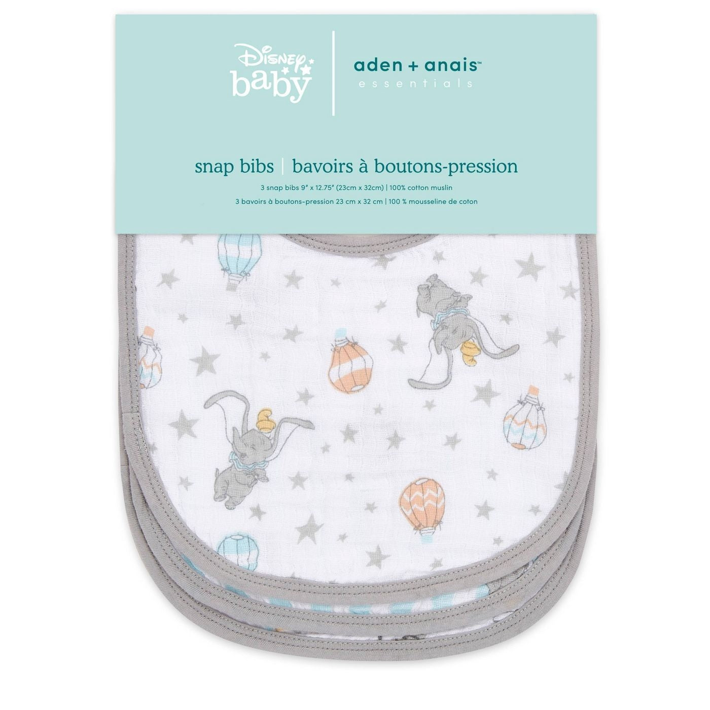 Aden Anais Essentials Disney Snap Bib, 3pk (2 Designs)