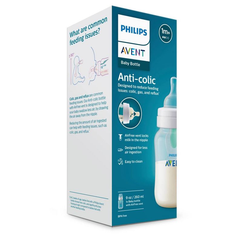 Philips Avent Anti-Colic Milk Baby Bottle with AirFree Vent, 9oz (1pk)