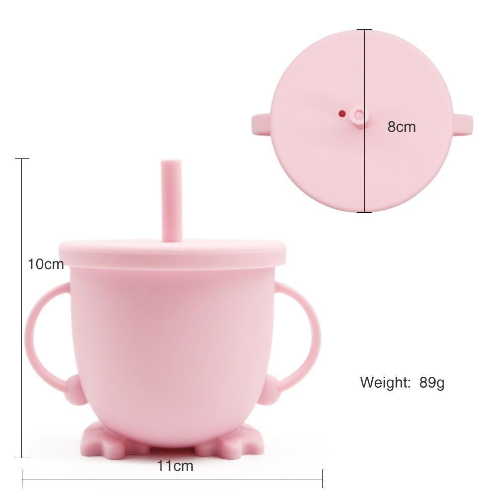 Biomom Happy Feet Silicone Straw Cup (5 Colours) - Pupsik Singapore