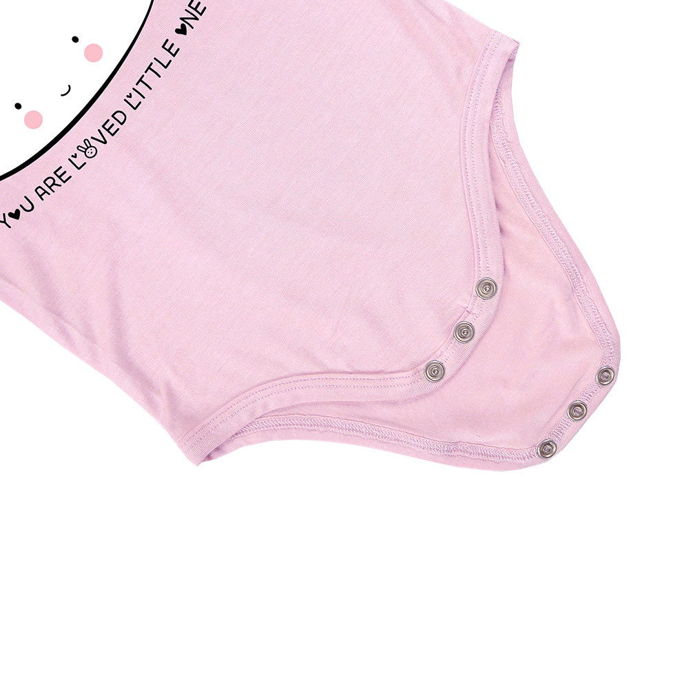 Petelulu Bamboo Short-Sleeves Onesie, Cloud - Pink (4 Sizes)