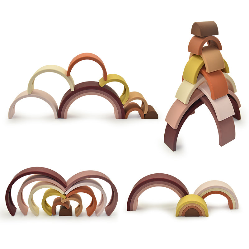 Biomom Silicone Brown Rainbow Stacking Toy, 10 pcs