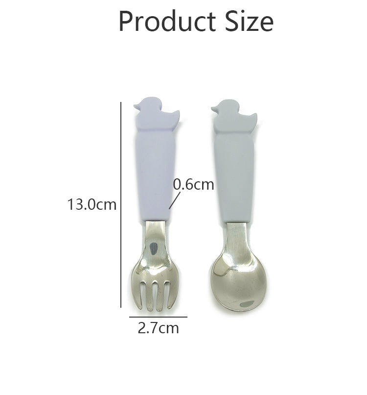 Biomom Silicone Handle Stainless Steel Little Fork (4 Designs) - Pupsik Singapore