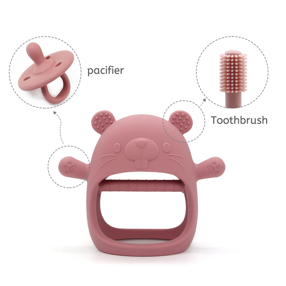 Biomom Silicone Baby Teething Mitten, Groundhog (6 Colours)