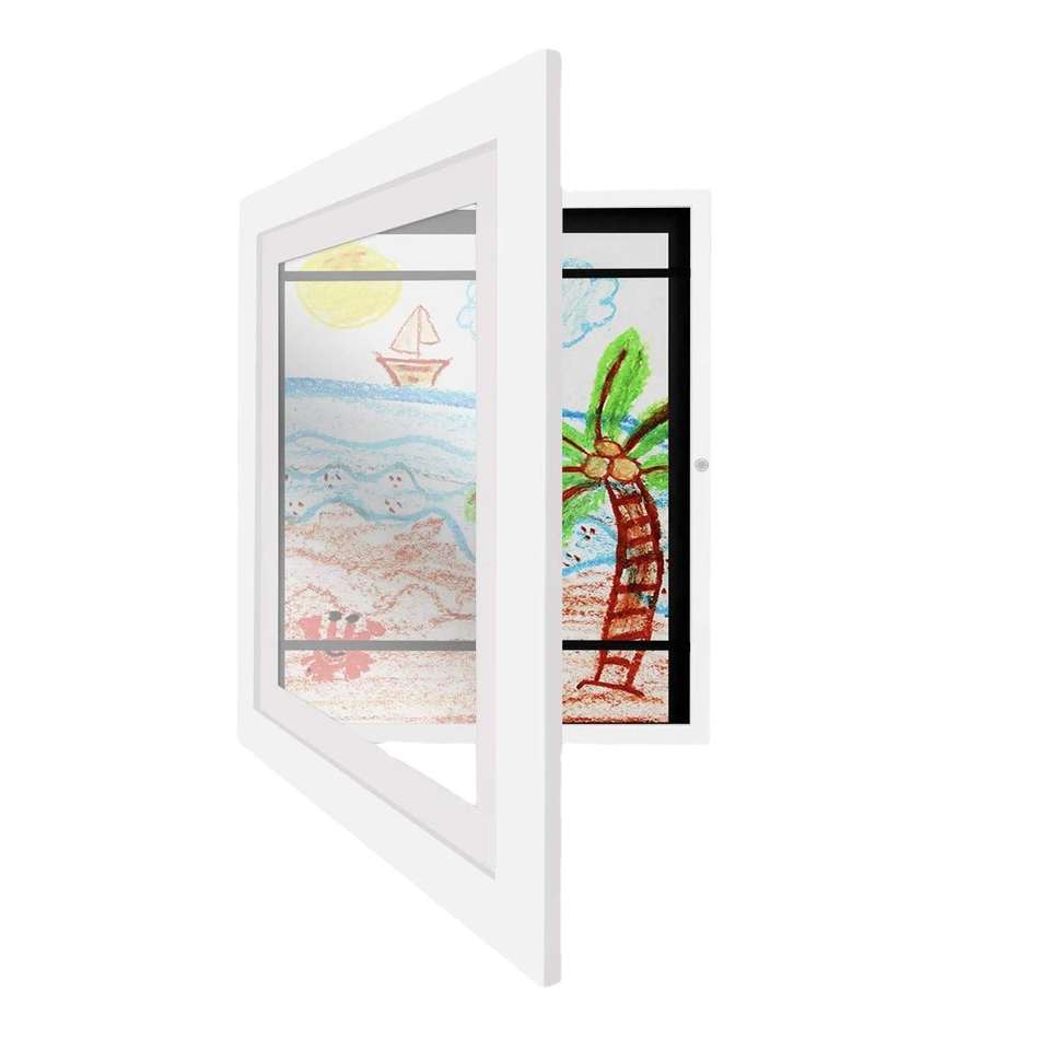 Pupsik Wooden Kids Artwork Display Frame and Storage, A4 (2 Colors)