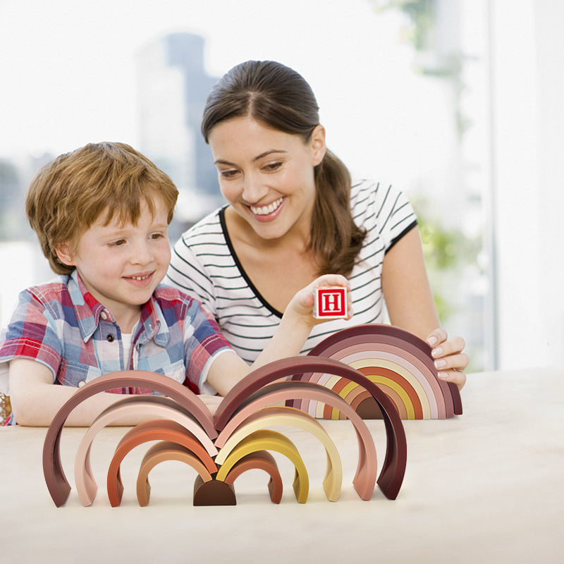 Biomom Silicone Brown Rainbow Stacking Toy, 10 pcs