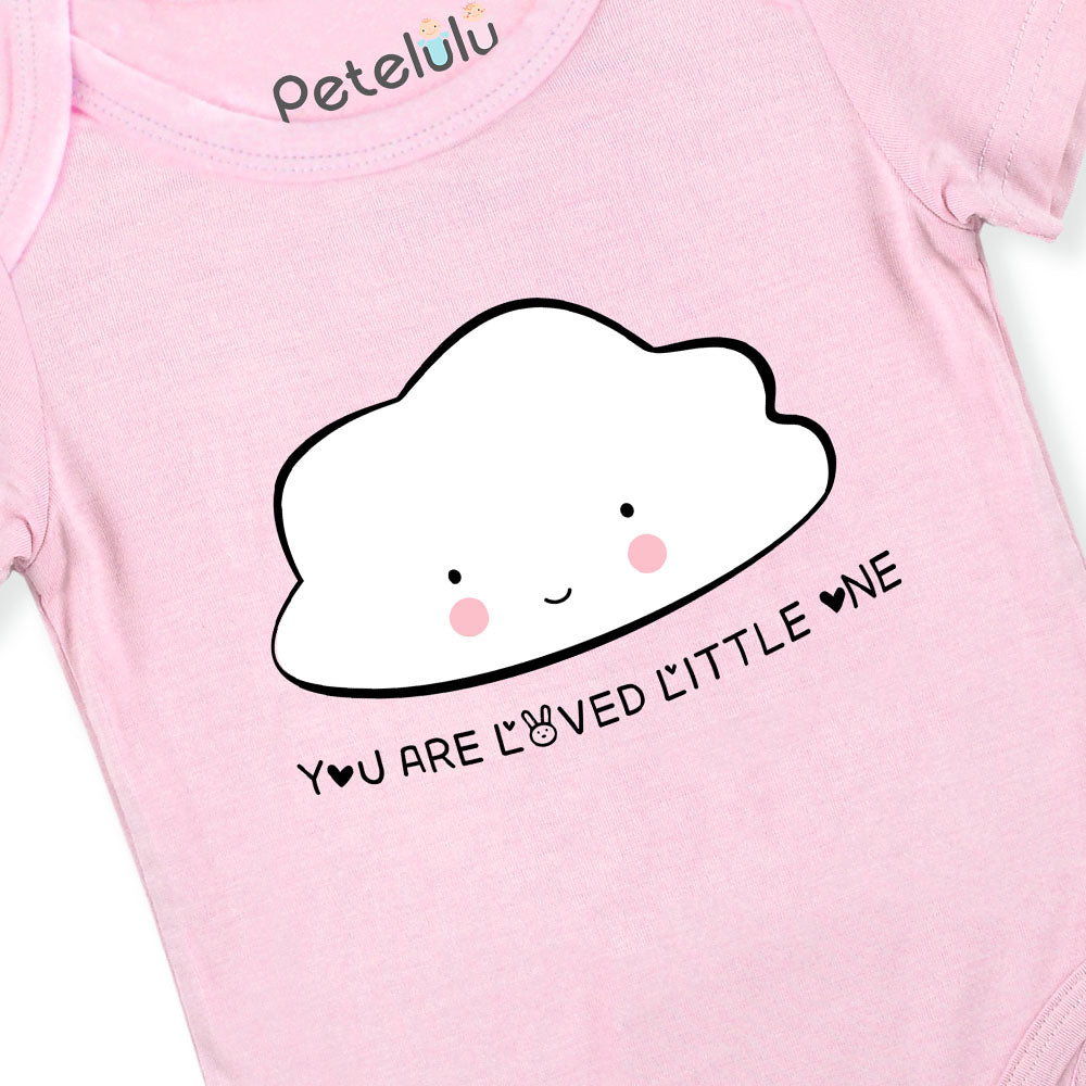 Petelulu Bamboo Short-Sleeves Onesie, Cloud - Pink (4 Sizes)