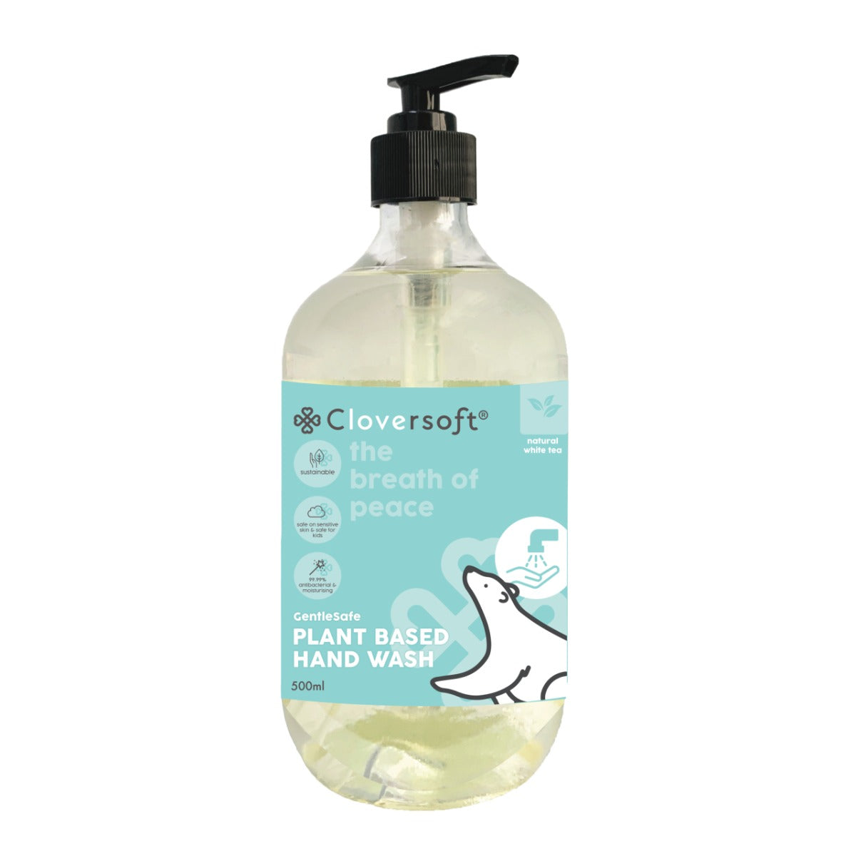 Cloversoft 99.99% Antibacterial Gel Hand Wash, 500ml - White Tea (Exp 11/27)