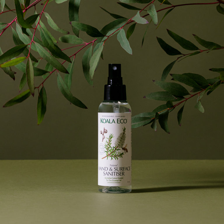 Koala Eco Hand & Surface Sanitiser Spray, 125ml - Lemon Scented Tea Tree Essential Oil (Exp 06/27)