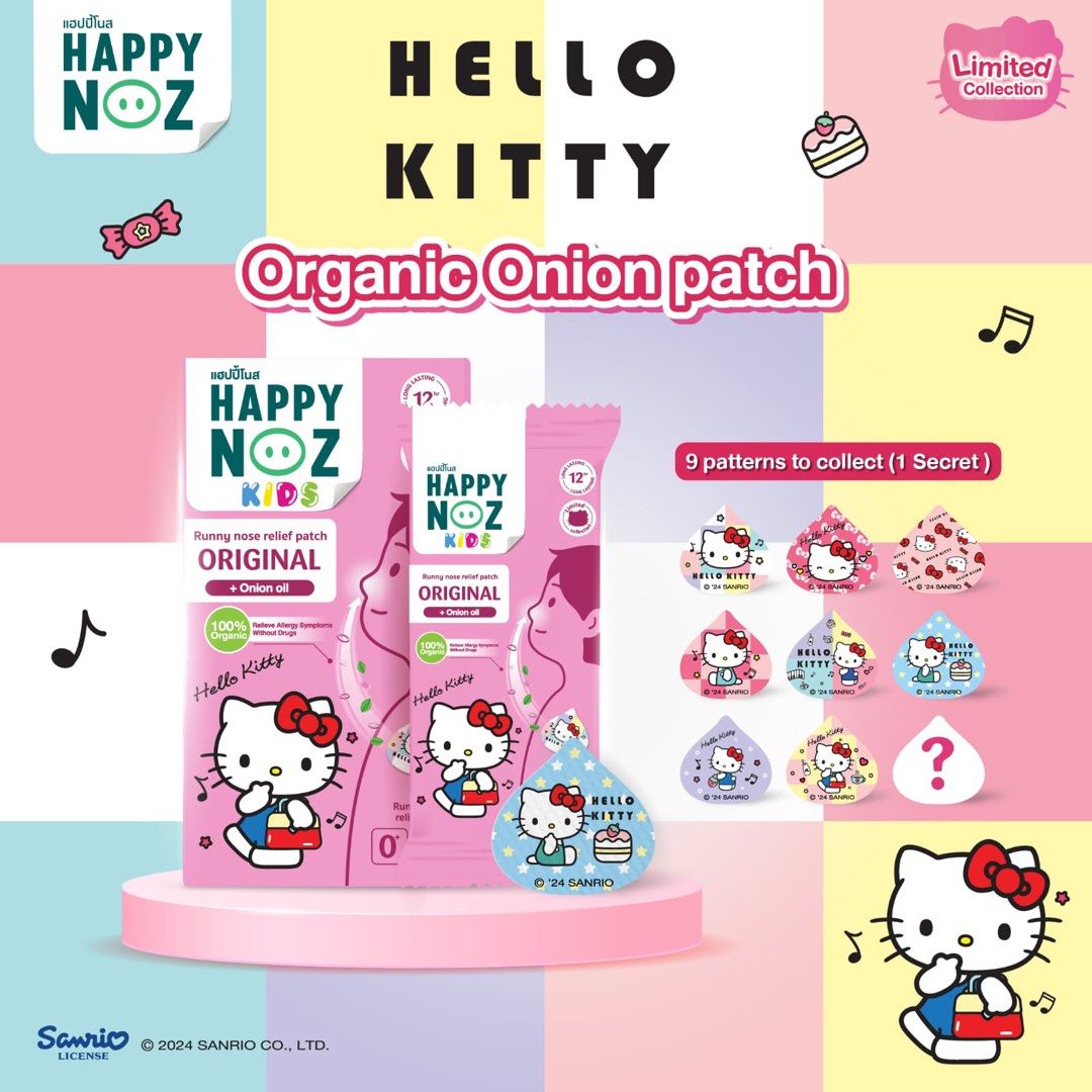 Happy Noz Organic Onion Sticker Patch For Kids, 6pcs - Original Hello Kitty (Exp 03/27)
