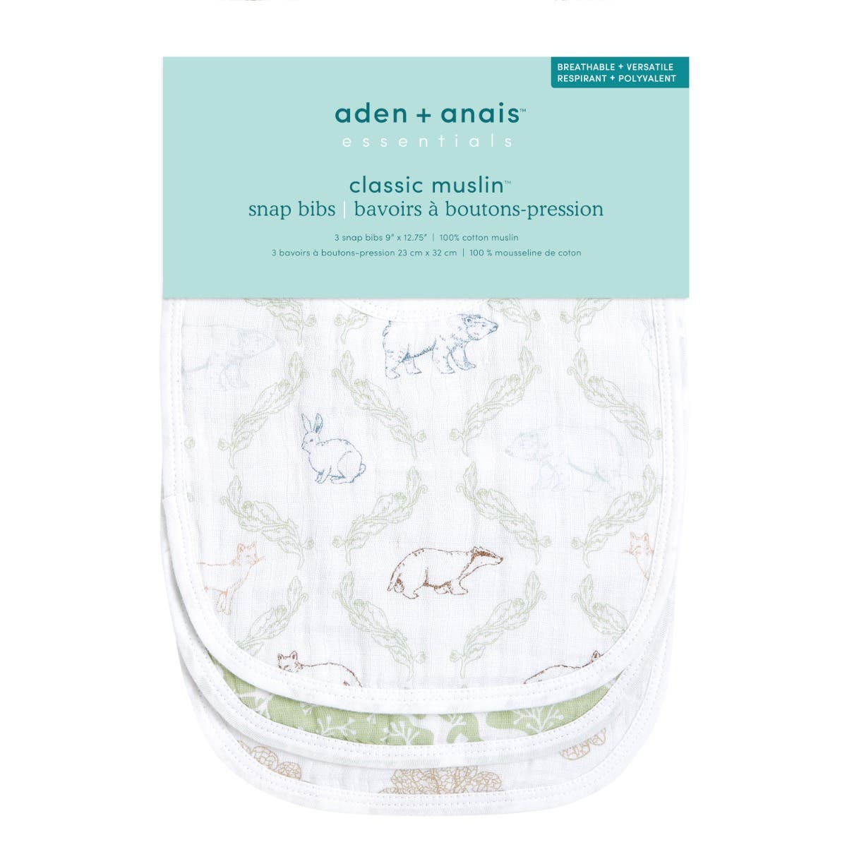 Aden Anais Essentials Snap Bib, 3pk (10 Designs) - Pupsik Singapore
