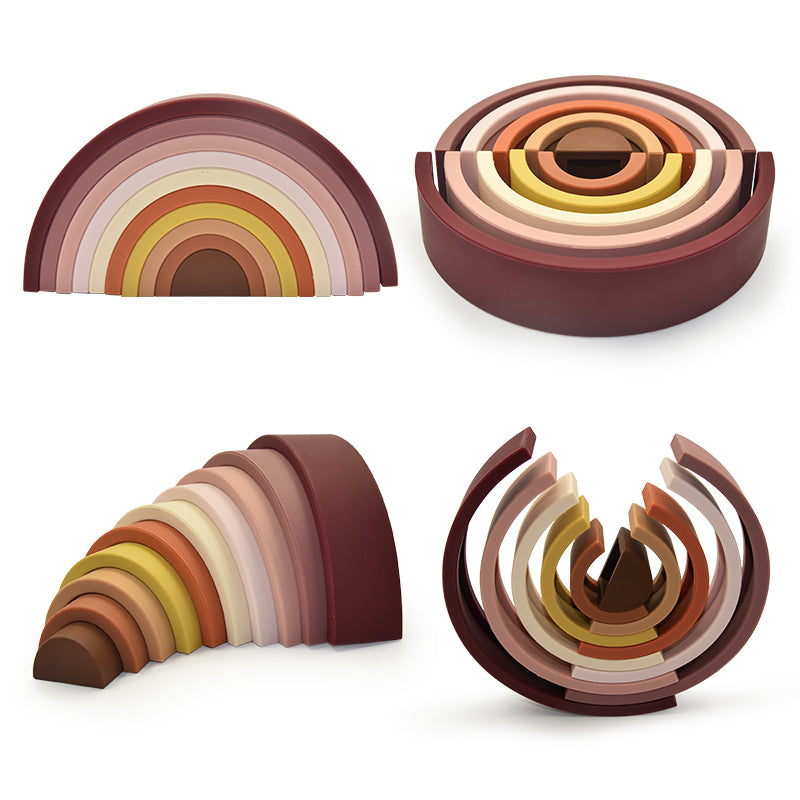 Biomom Silicone Brown Rainbow Stacking Toy, 10 pcs