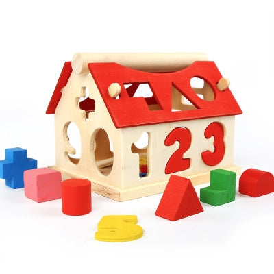 Numbers & Shapes Sorting Wooden Block House