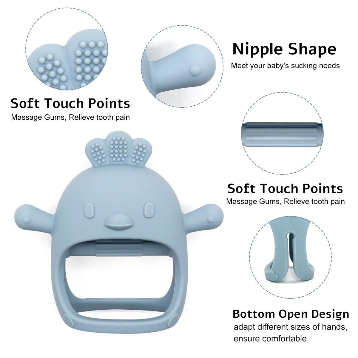 Biomom Silicone Baby Teething Mitten, Chick (6 Colours)