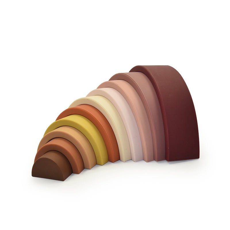 Biomom Silicone Brown Rainbow Stacking Toy, 10 pcs