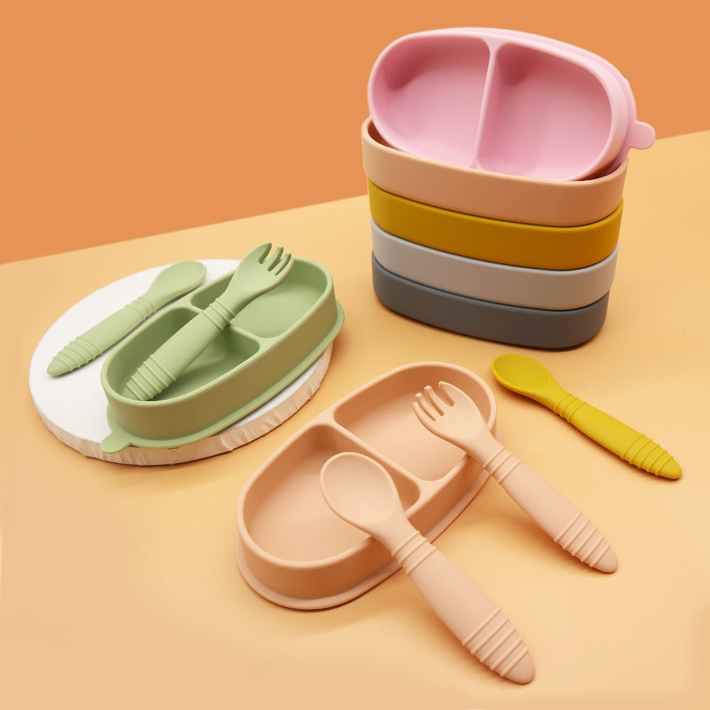 Biomom Baby Silicone Suction Bento Bowl & Utensil Set (7 Colours) - Pupsik Singapore