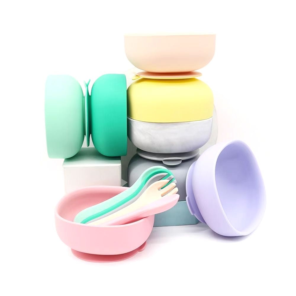 Biomom Silicone Suction Toddler Bowl Set (12 Colours) - Pupsik Singapore