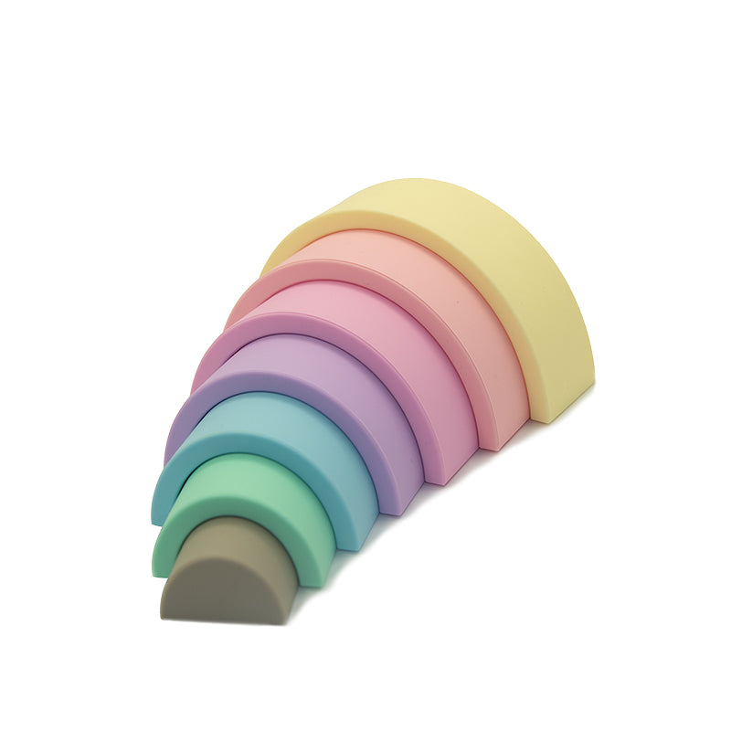 Biomom Silicone Pastel Rainbow Stacking Toy, 7 pcs