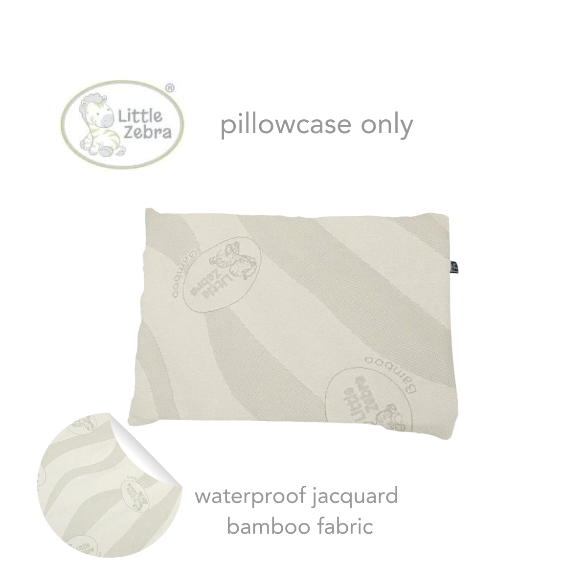 Little Zebra Droolproof Pillow Case for Newborn Flat Pillow - Jacquard Bamboo