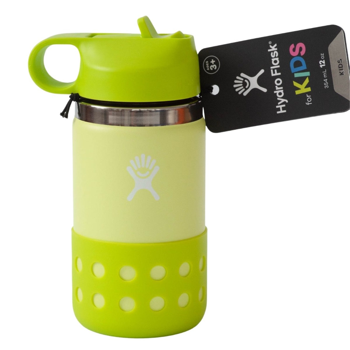 Hydro Flask Kids Wide Mouth Straw Lid Perforated Boot Insulated Water Bottle, 12oz (2 Colors) - Pupsik Singapore