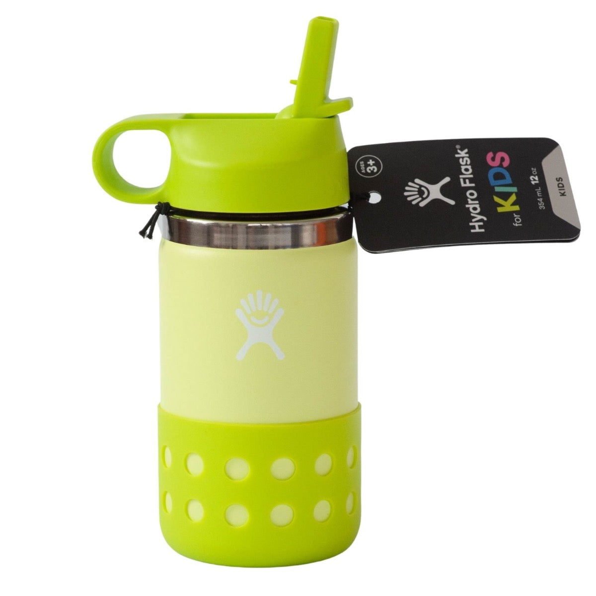 Hydro Flask Kids Wide Mouth Straw Lid Perforated Boot Insulated Water Bottle, 12oz (2 Colors) - Pupsik Singapore