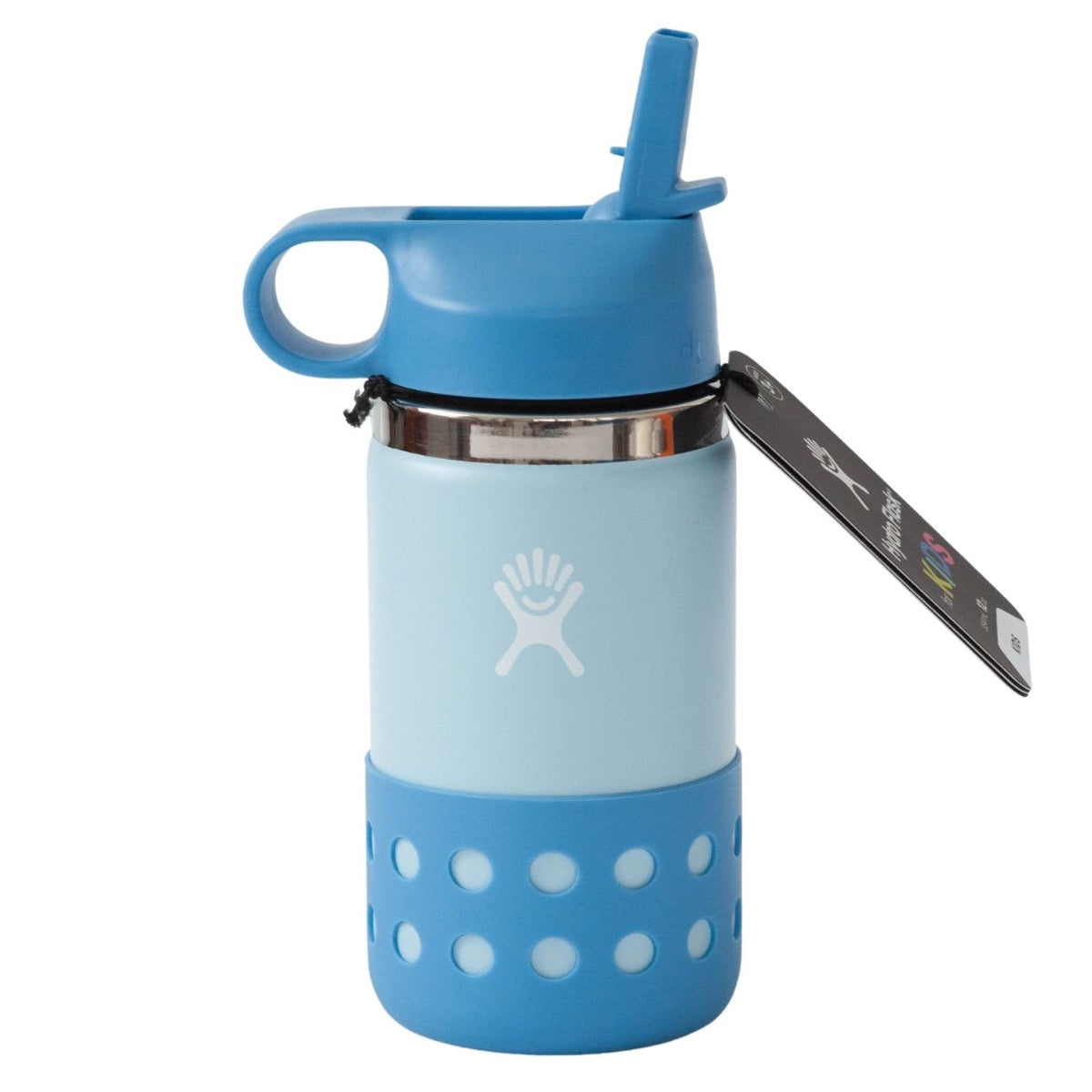 Hydro Flask Kids Wide Mouth Straw Lid Perforated Boot Insulated Water Bottle, 12oz (2 Colors)