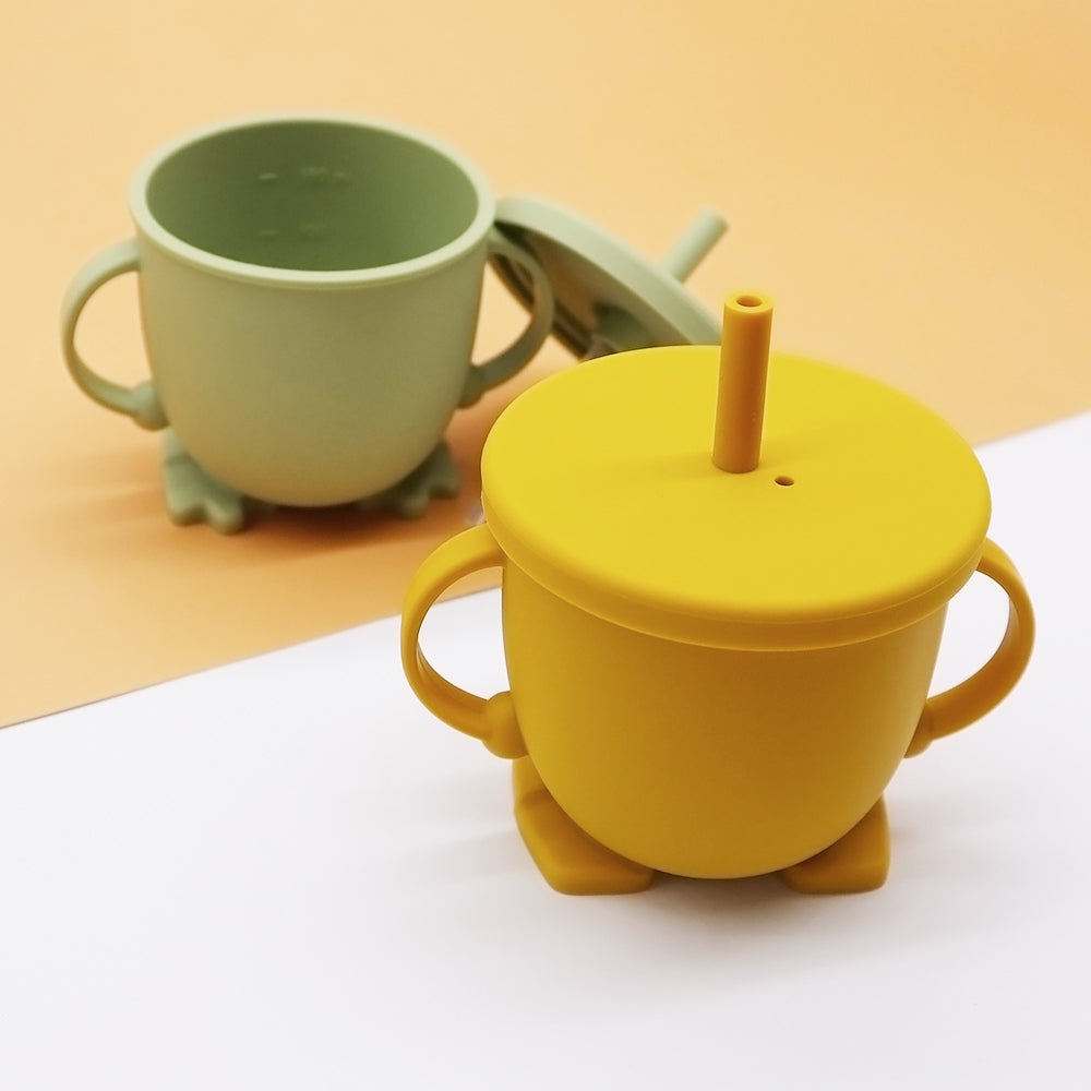 Biomom Happy Feet Silicone Straw Cup (5 Colours) - Pupsik Singapore