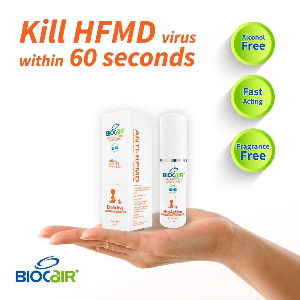 [Twin Bundle] BioCair BioActive Pocket Spray Sanitizer (Alcohol Free), 50ml - Exp 06/26