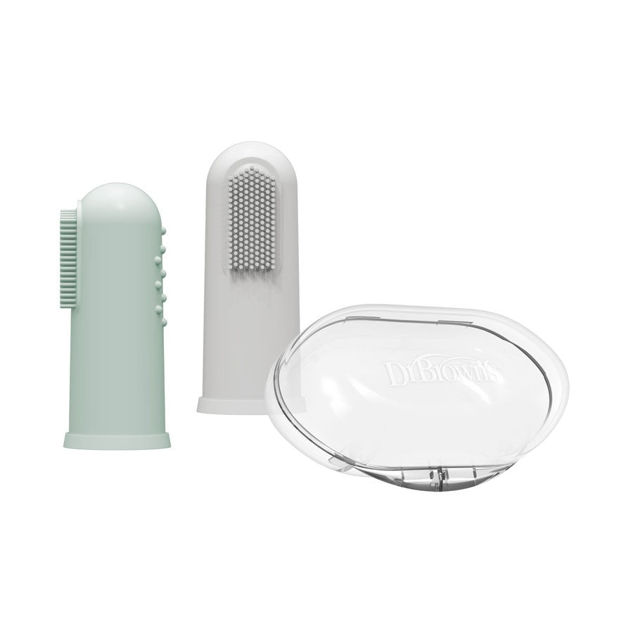 Dr Brown's Silicone Finger Toothbrush with Case, 2pk (2 Colors) - Pupsik Singapore