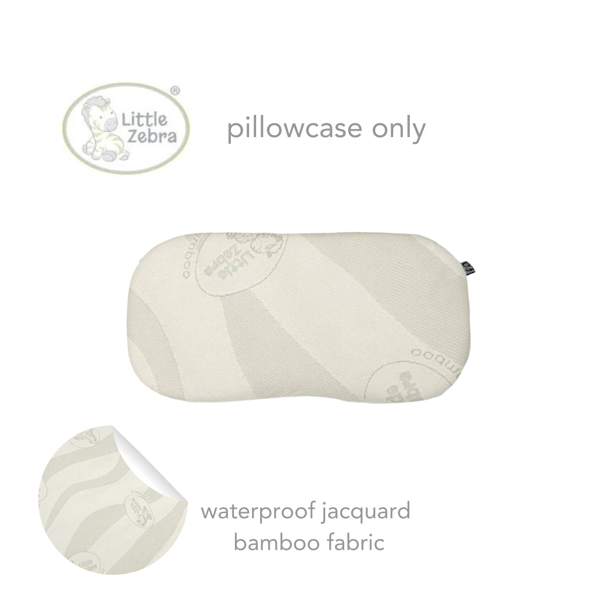Little Zebra Droolproof Pillow Case for Small Contour Pillow - Jacquard Bamboo