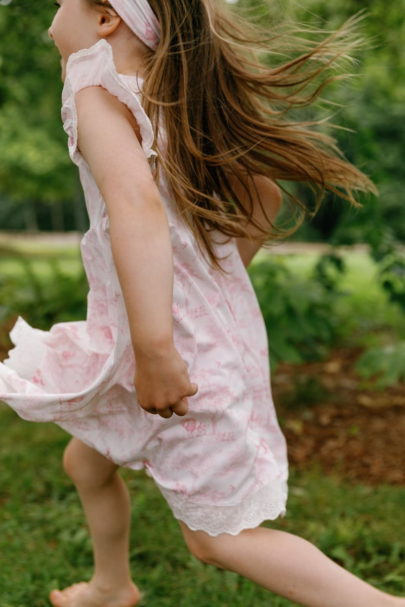 House of Holly Flutter Broderie Dress - Wild Toile Pink - 2-3Y